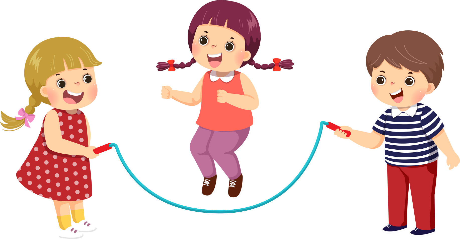 Cartoon kids jumping rope
