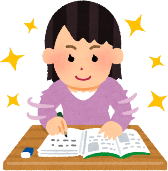 Illustration of a Successful Female Student Studying Hard