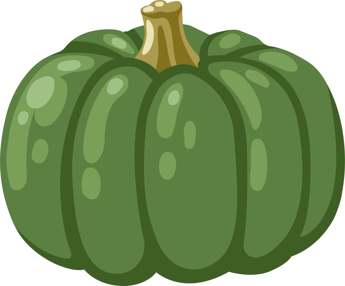 Green pumpkin flat illustration.