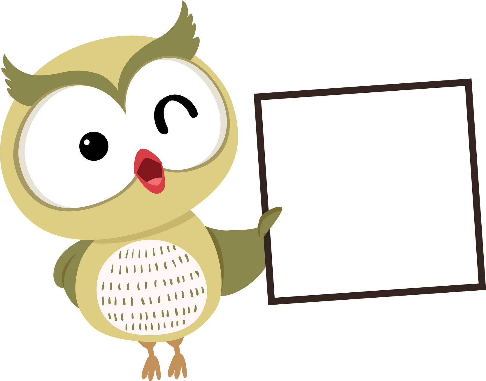 Owl Holding a Blank Sign