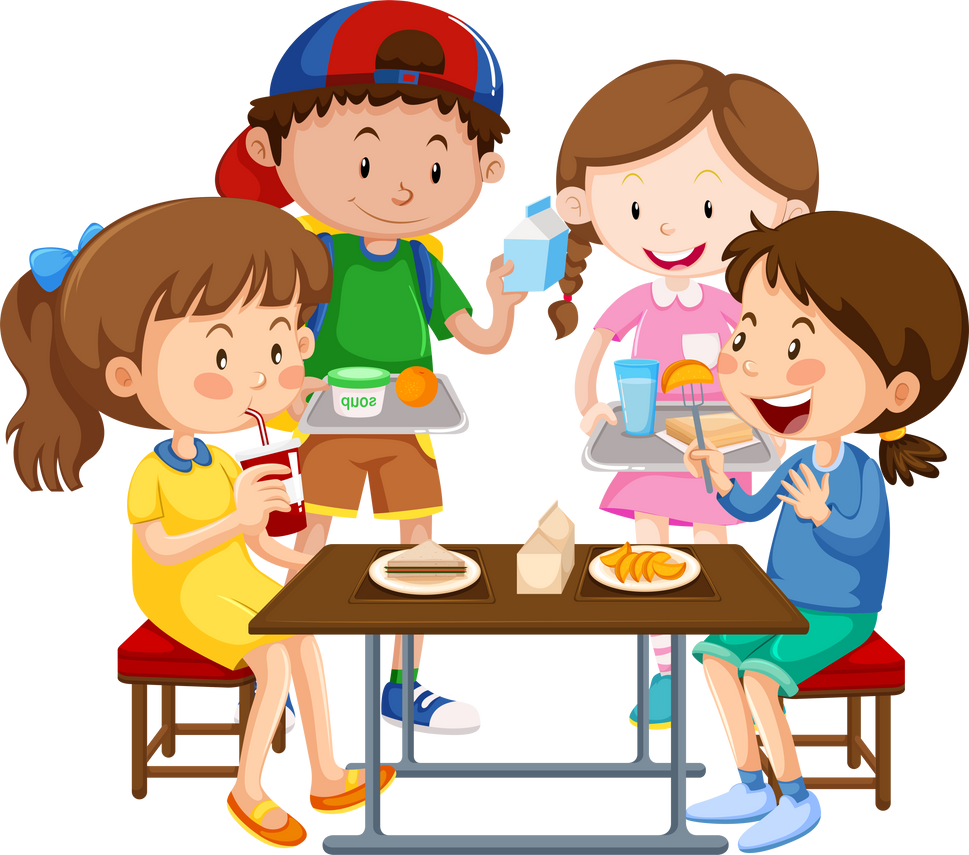 Group of children eating together