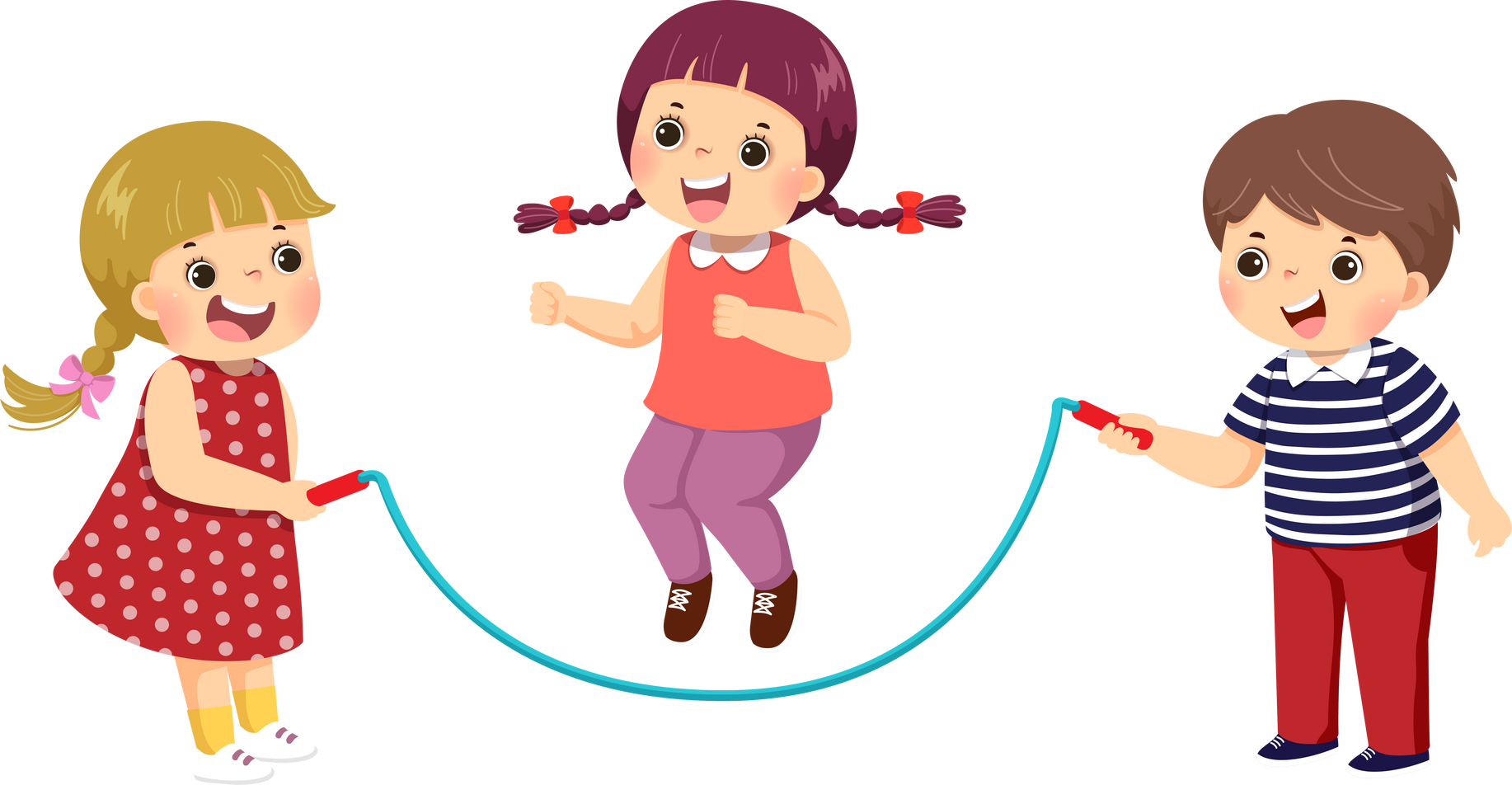 Cartoon kids jumping rope