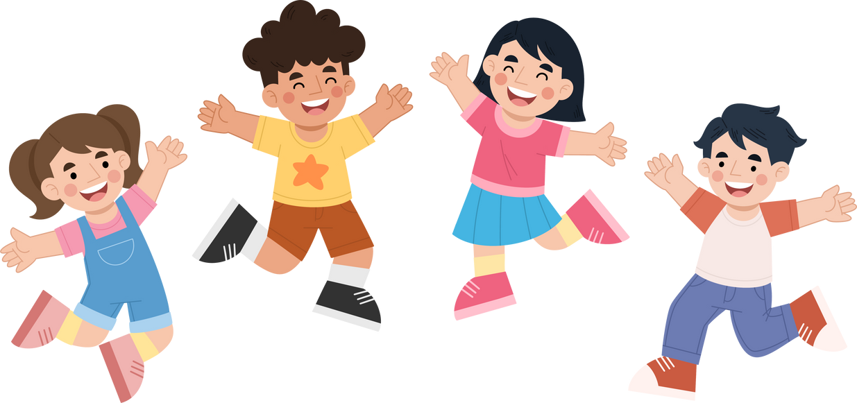 Illustration of happy children jumping high