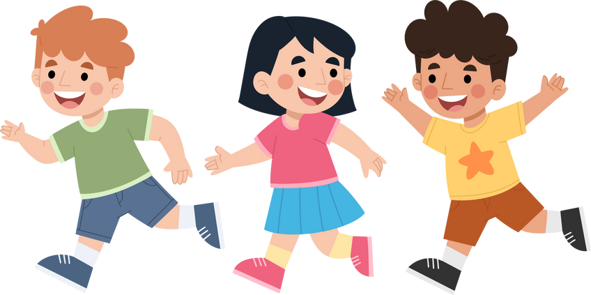 Illustration of happy kids running together
